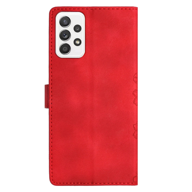 For Samsung Galaxy A32 4G Cherry Blossom Butterfly Skin Feel Embossed PU Phone Case