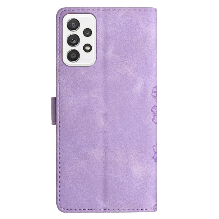 For Samsung Galaxy A32 4G Cherry Blossom Butterfly Skin Feel Embossed PU Phone Case