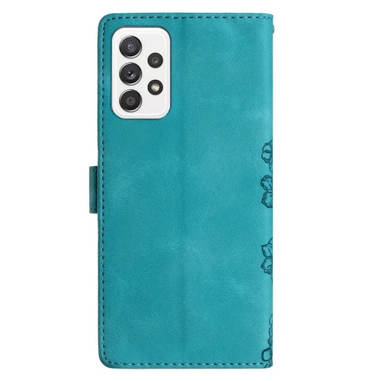 For Samsung Galaxy A32 4G Cherry Blossom Butterfly Skin Feel Embossed PU Phone Case