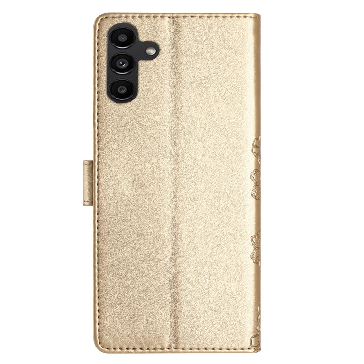 For Samsung Galaxy A34 5G Cherry Blossom Butterfly Skin Feel Embossed PU Phone Case