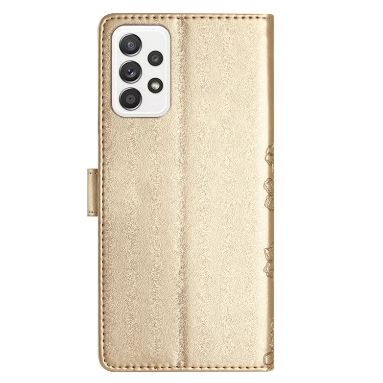For Samsung Galaxy A53 5G Cherry Blossom Butterfly Skin Feel Embossed PU Phone Case