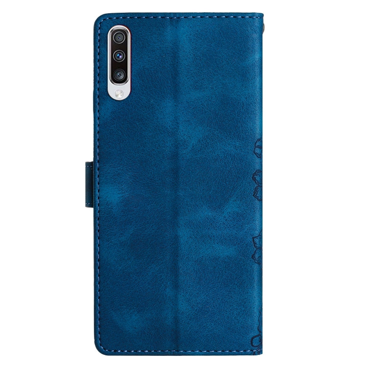 For Samsung Galaxy A70 Cherry Blossom Butterfly Skin Feel Embossed PU Phone Case