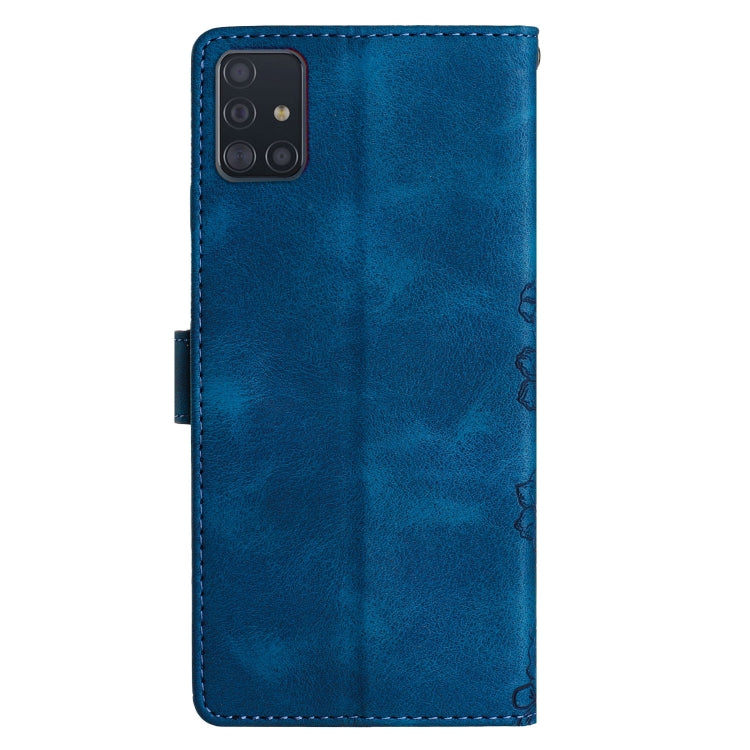 For Samsung Galaxy A71 4G Cherry Blossom Butterfly Skin Feel Embossed PU Phone Case