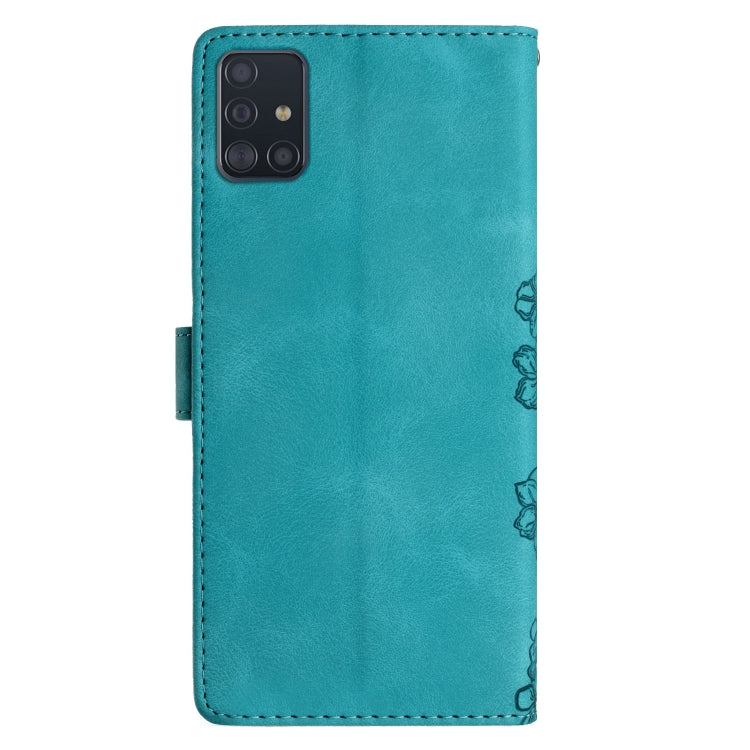 For Samsung Galaxy A71 4G Cherry Blossom Butterfly Skin Feel Embossed PU Phone Case