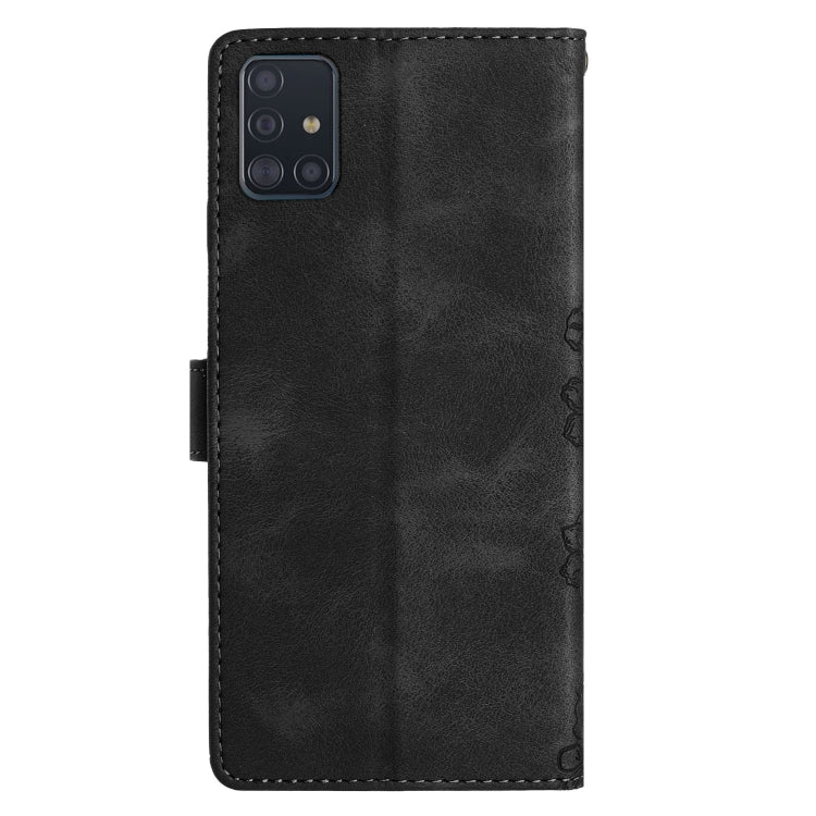 For Samsung Galaxy A71 4G Cherry Blossom Butterfly Skin Feel Embossed PU Phone Case