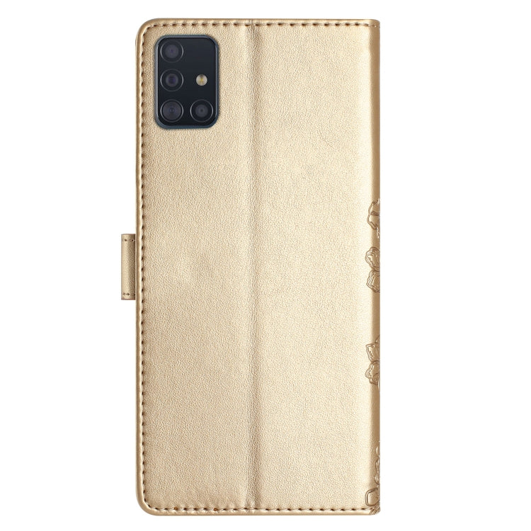 For Samsung Galaxy A71 4G Cherry Blossom Butterfly Skin Feel Embossed PU Phone Case