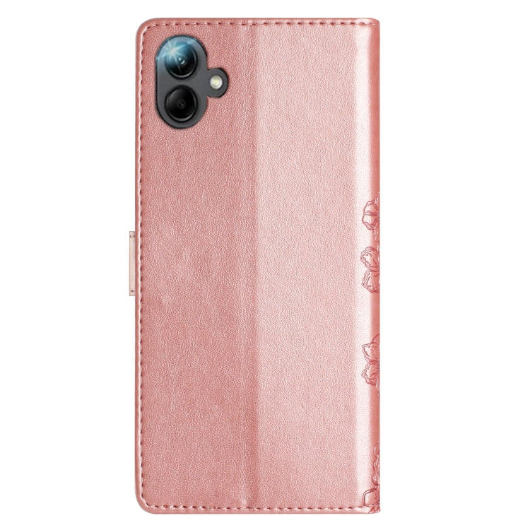 For Samsung Galaxy A05 4G Cherry Blossom Butterfly Skin Feel Embossed PU Phone Case