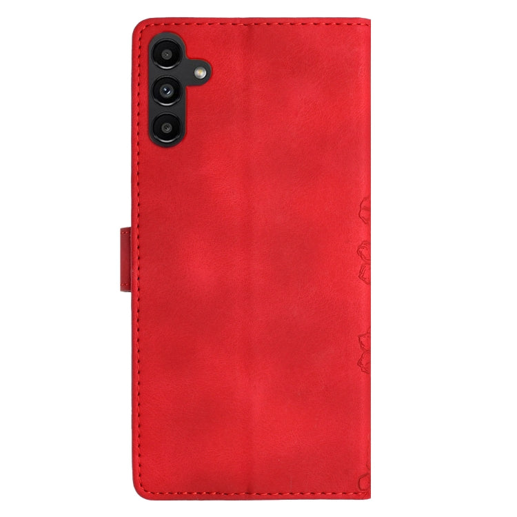 For Samsung Galaxy A55 5G Cherry Blossom Butterfly Skin Feel Embossed PU Phone Case