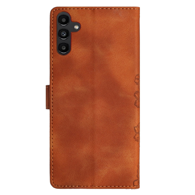 For Samsung Galaxy A55 5G Cherry Blossom Butterfly Skin Feel Embossed PU Phone Case