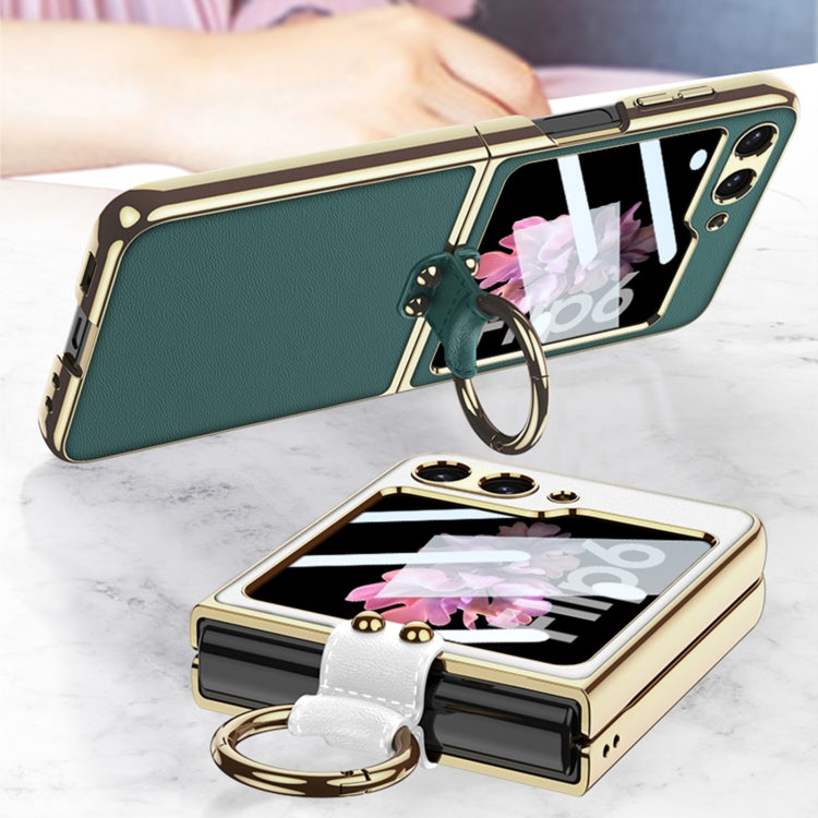 For Samsung Galaxy Z Flip6 / Flip7 FE GKK Integrated Electroplating Leather Phone Case with Ring/Strap