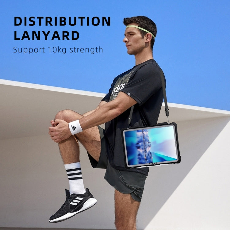 For iPad Pro 11 2025 / 2024 RedPepper IP68 Waterproof PC + TPU Case with Lanyard & Swivel Bracket - Black