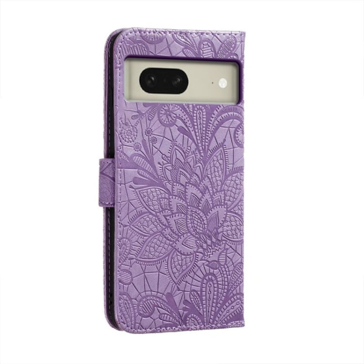 For Google Pixel 8 Lace Flower Embossing Flip Leather Phone Case