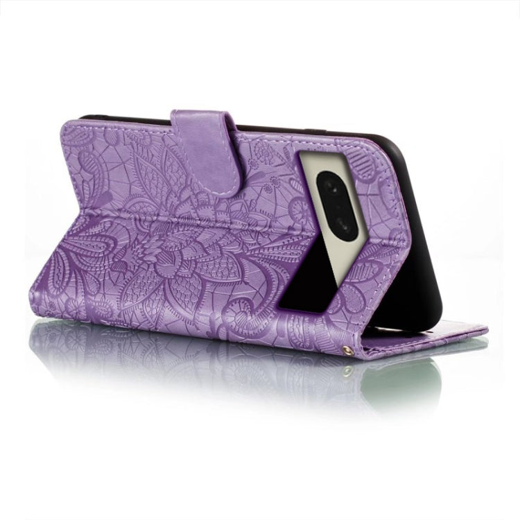 For Google Pixel 8 Lace Flower Embossing Flip Leather Phone Case