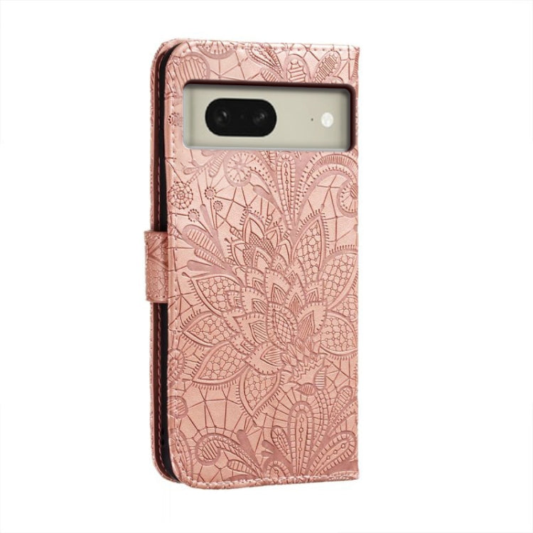 For Google Pixel 8 Lace Flower Embossing Flip Leather Phone Case
