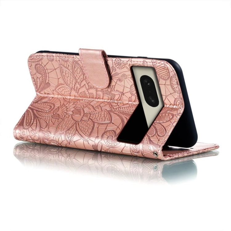 For Google Pixel 8 Lace Flower Embossing Flip Leather Phone Case