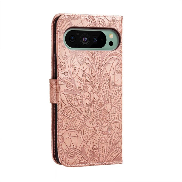 For Google Pixel 9 Lace Flower Embossing Flip Leather Phone Case