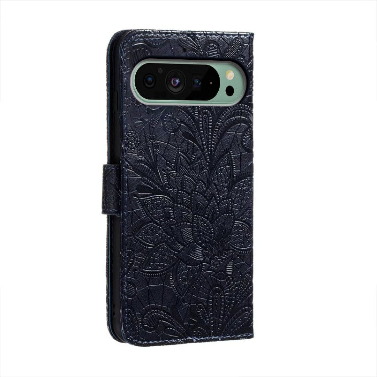 For Google Pixel 9 Lace Flower Embossing Flip Leather Phone Case