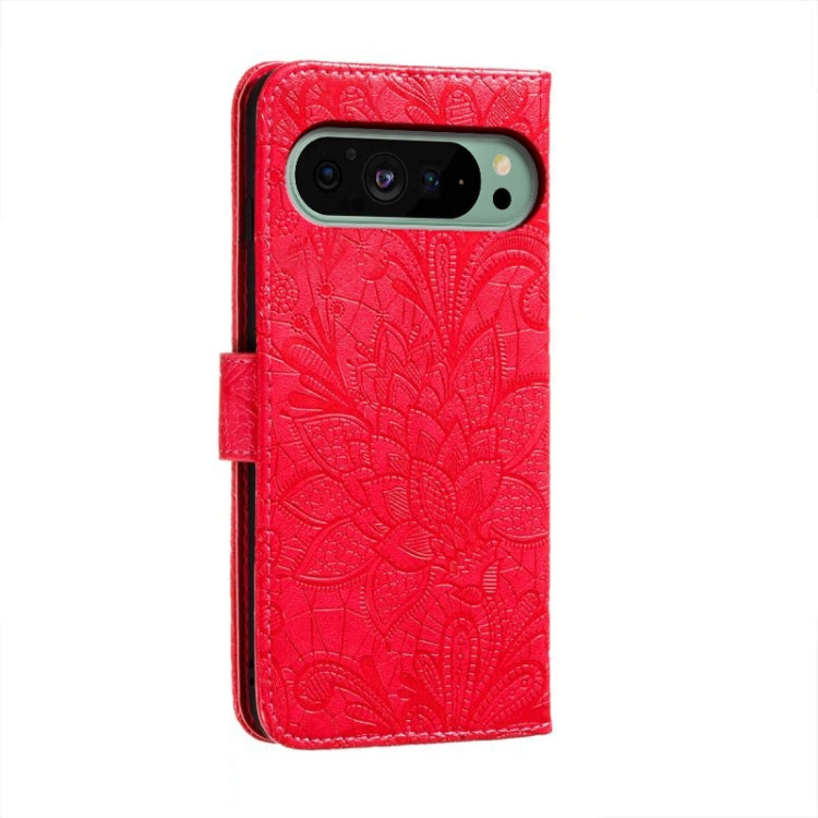 For Google Pixel 9 Lace Flower Embossing Flip Leather Phone Case