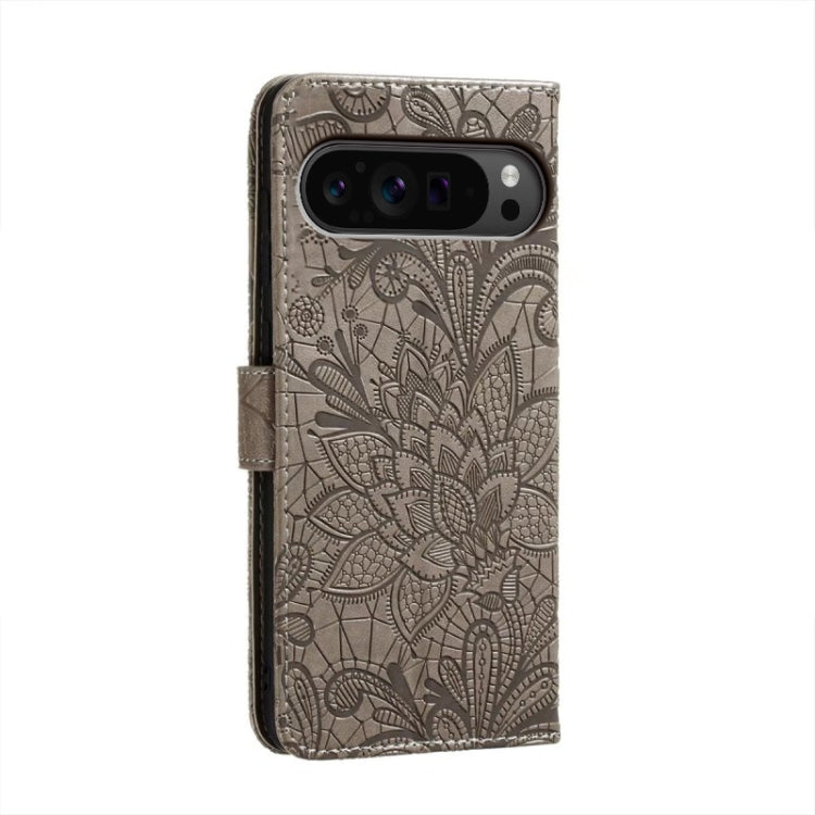 For Google Pixel 9 Pro Lace Flower Embossing Flip Leather Phone Case