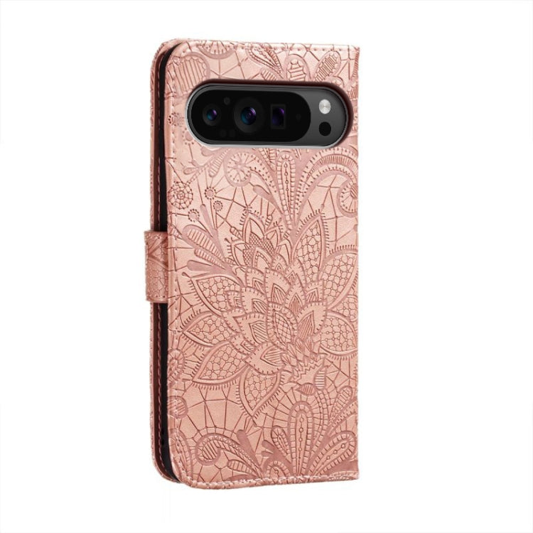For Google Pixel 9 Pro Lace Flower Embossing Flip Leather Phone Case