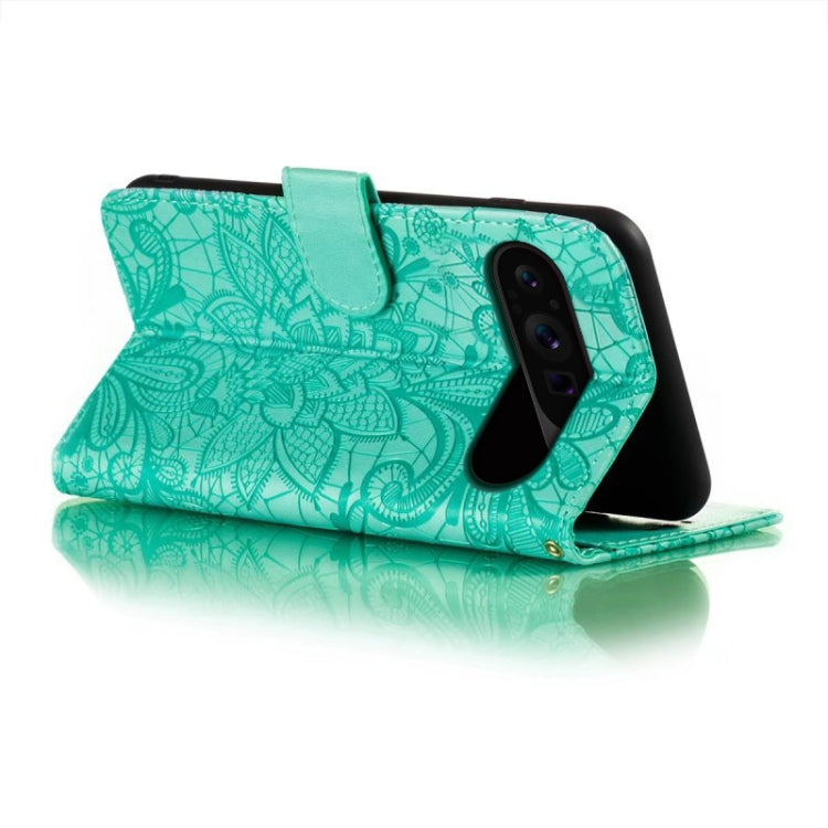 For Google Pixel 9 Pro Lace Flower Embossing Flip Leather Phone Case