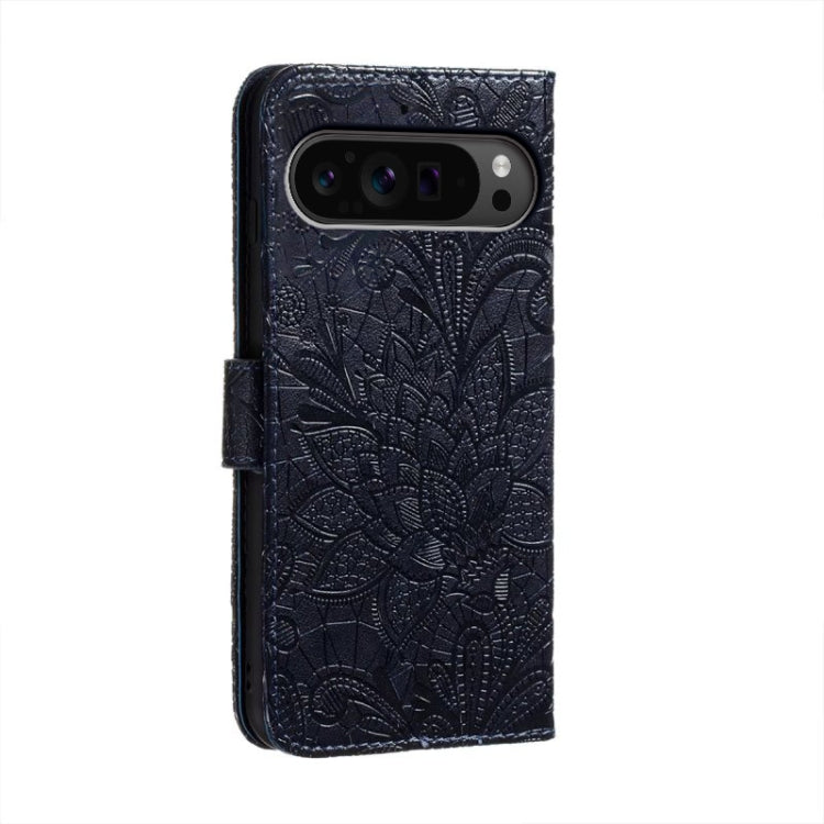 For Google Pixel 9 Pro Lace Flower Embossing Flip Leather Phone Case