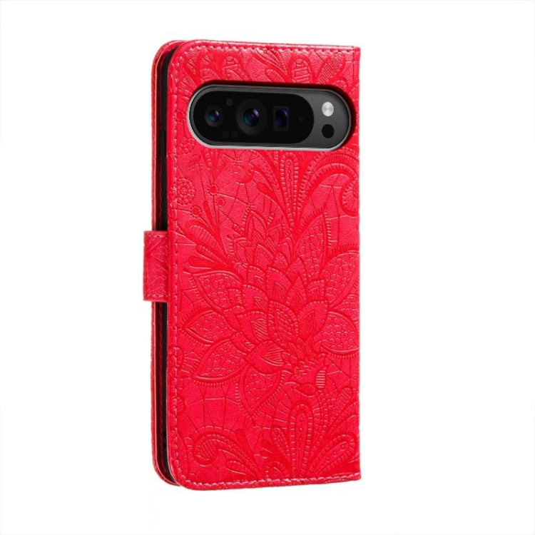 For Google Pixel 9 Pro Lace Flower Embossing Flip Leather Phone Case