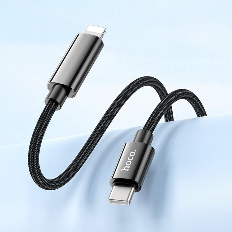 hoco U125 Benefit 1.2m Type-C to 8 Pin PD Fast Charging Data Cable with Display - Black