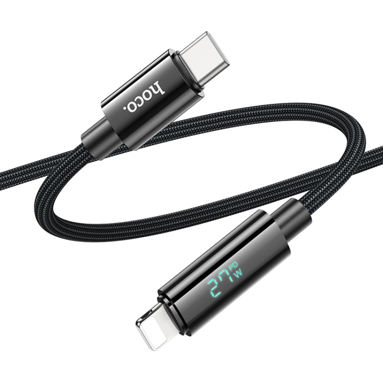 hoco U125 Benefit 1.2m Type-C to 8 Pin PD Fast Charging Data Cable with Display - Black