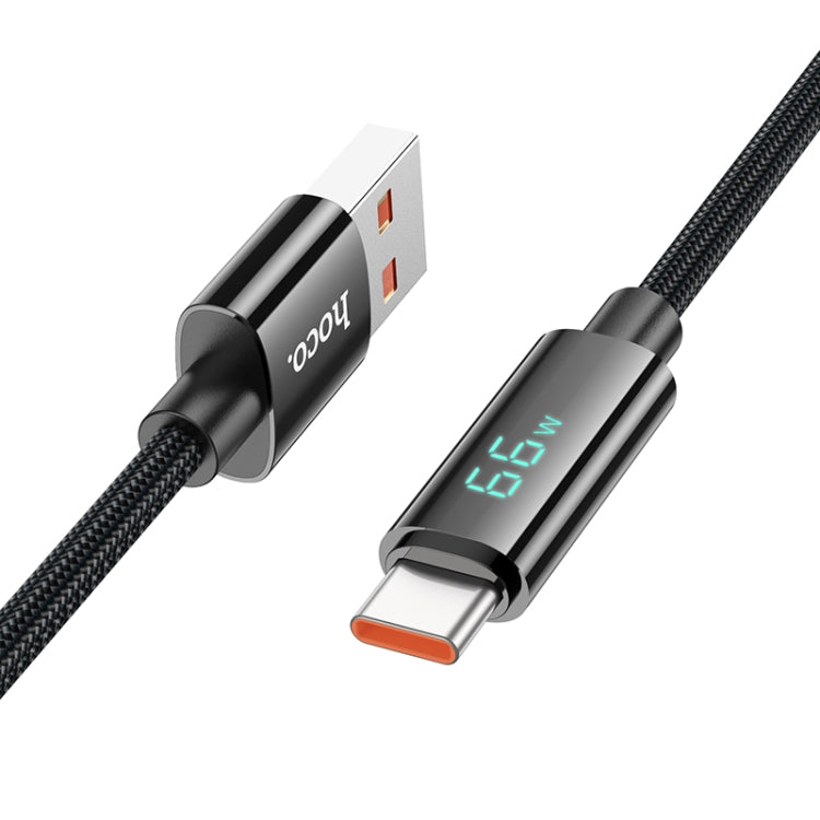 hoco U125 Benefit 1.2m 5A USB to Type-C Fast Charging Data Cable with Display - Black