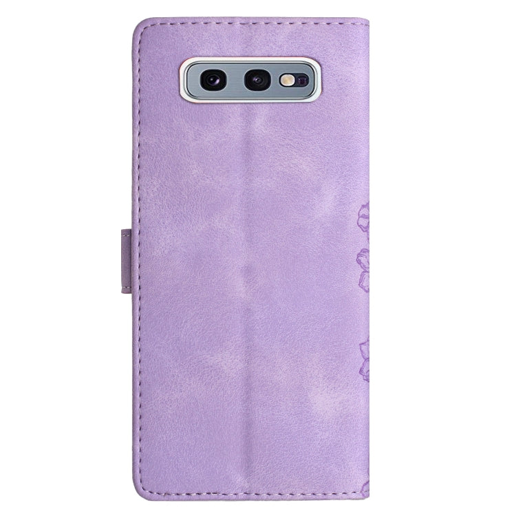 For Samsung Galaxy S10e Cherry Blossom Butterfly Skin Feel Embossed PU Phone Case