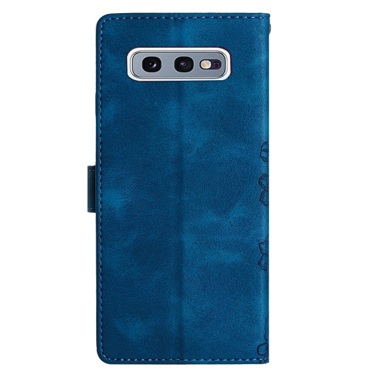 For Samsung Galaxy S10e Cherry Blossom Butterfly Skin Feel Embossed PU Phone Case