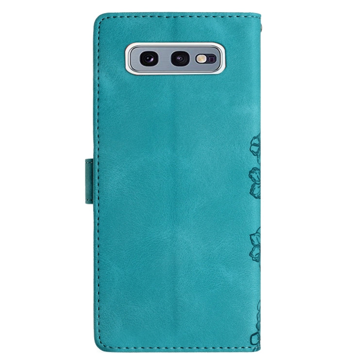 For Samsung Galaxy S10e Cherry Blossom Butterfly Skin Feel Embossed PU Phone Case
