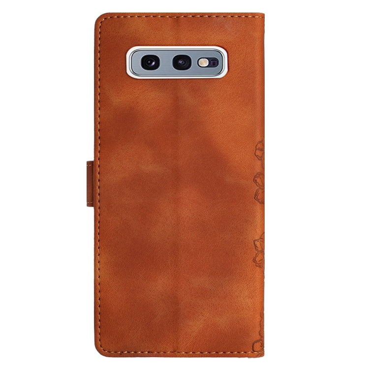 For Samsung Galaxy S10e Cherry Blossom Butterfly Skin Feel Embossed PU Phone Case