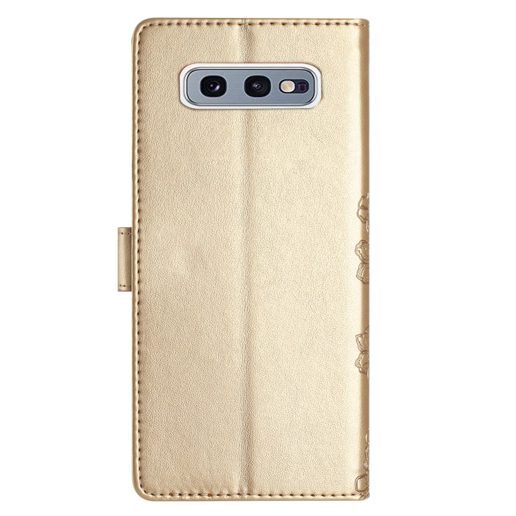 For Samsung Galaxy S10e Cherry Blossom Butterfly Skin Feel Embossed PU Phone Case