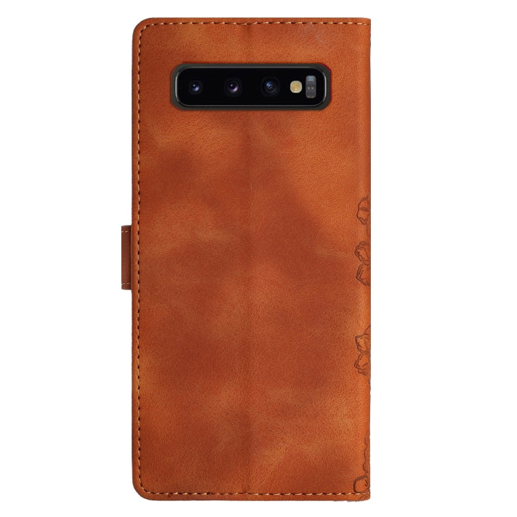 For Samsung Galaxy S10+ Cherry Blossom Butterfly Skin Feel Embossed PU Phone Case