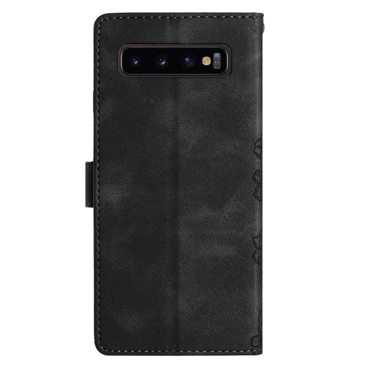 For Samsung Galaxy S10+ Cherry Blossom Butterfly Skin Feel Embossed PU Phone Case