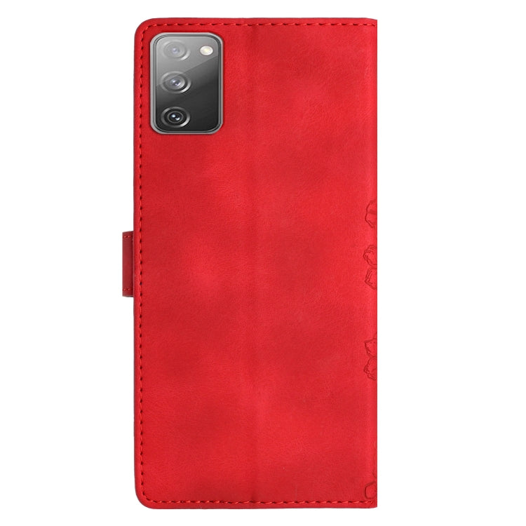 For Samsung Galaxy S20 FE Cherry Blossom Butterfly Skin Feel Embossed PU Phone Case