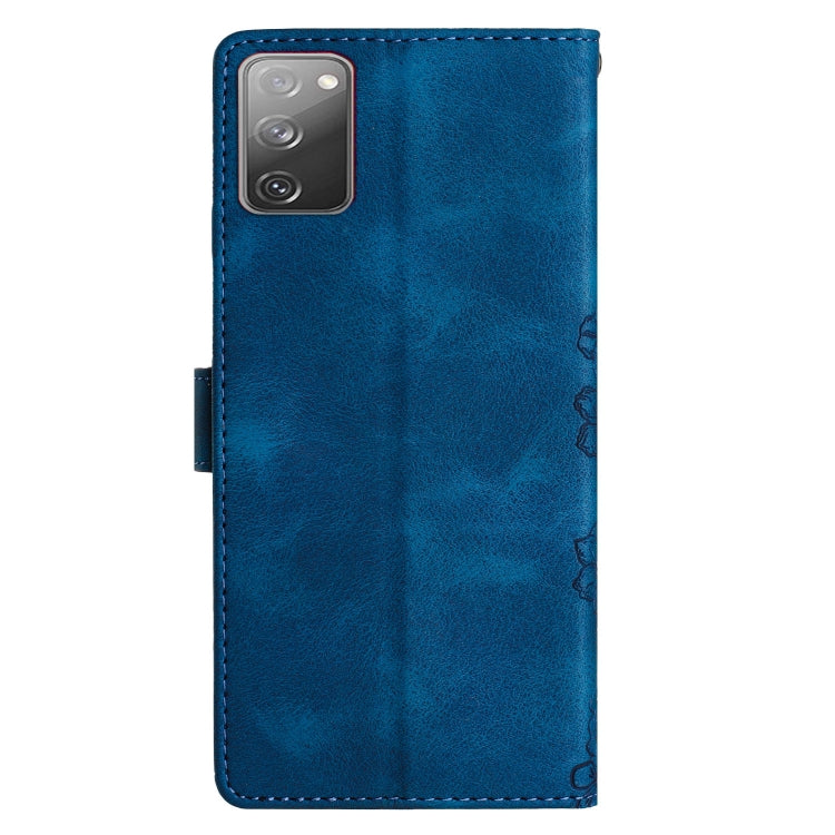 For Samsung Galaxy S20 FE Cherry Blossom Butterfly Skin Feel Embossed PU Phone Case