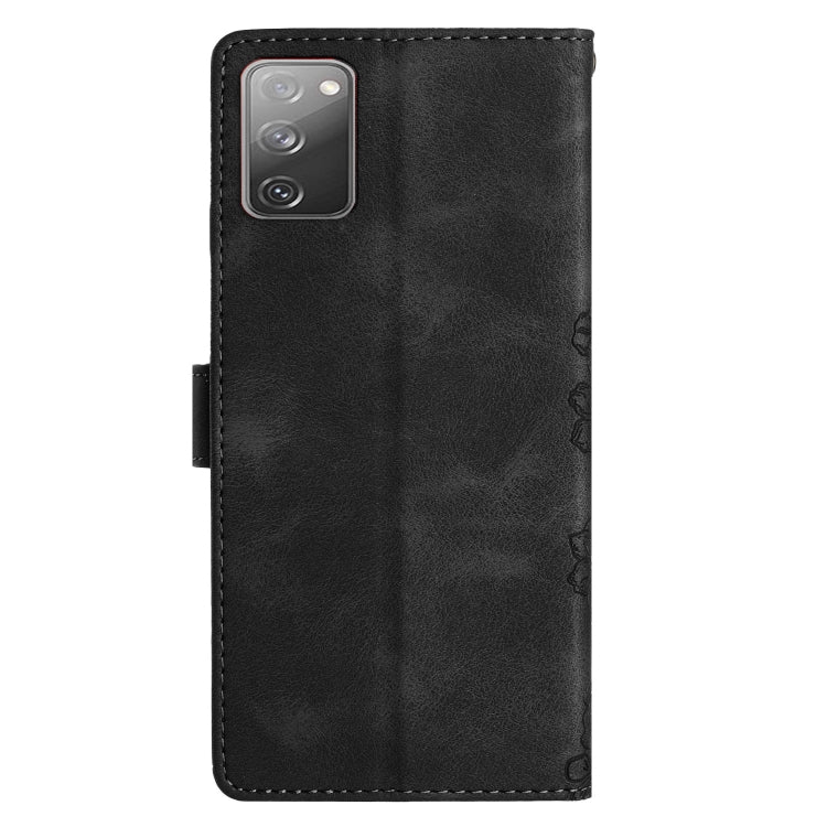 For Samsung Galaxy S20 FE Cherry Blossom Butterfly Skin Feel Embossed PU Phone Case