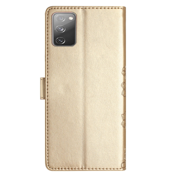 For Samsung Galaxy S20 FE Cherry Blossom Butterfly Skin Feel Embossed PU Phone Case