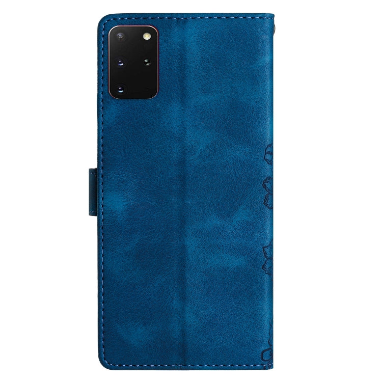 For Samsung Galaxy S20+ Cherry Blossom Butterfly Skin Feel Embossed PU Phone Case