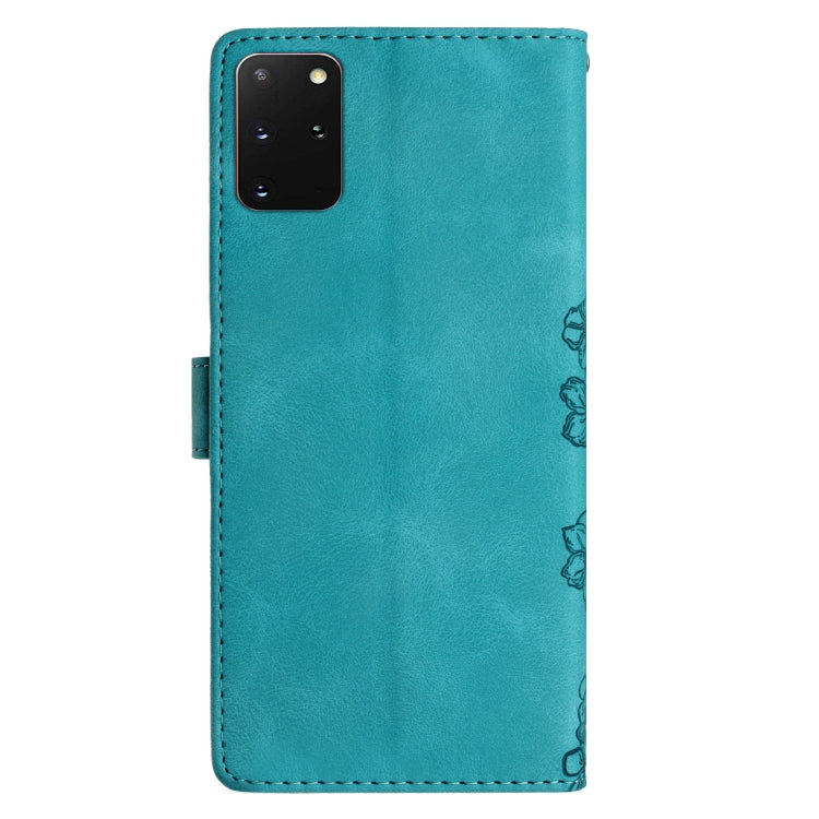For Samsung Galaxy S20+ Cherry Blossom Butterfly Skin Feel Embossed PU Phone Case