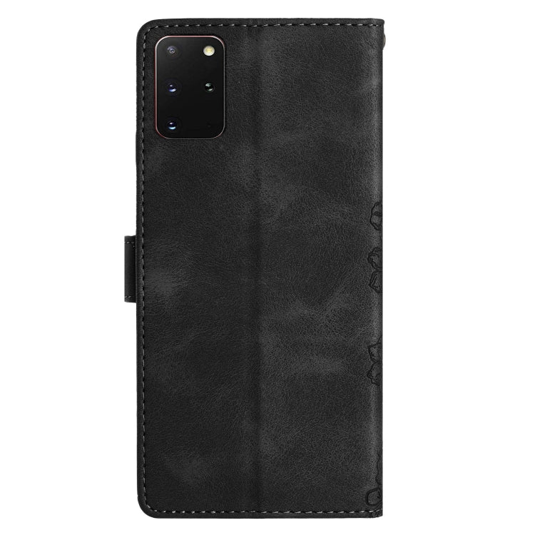 For Samsung Galaxy S20+ Cherry Blossom Butterfly Skin Feel Embossed PU Phone Case