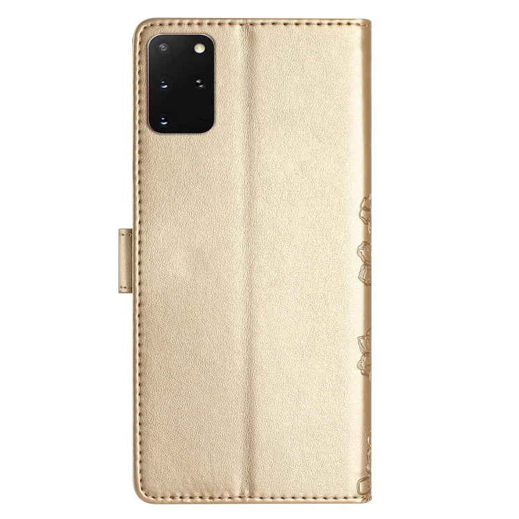 For Samsung Galaxy S20+ Cherry Blossom Butterfly Skin Feel Embossed PU Phone Case