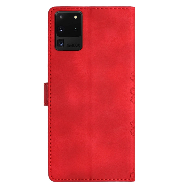 For Samsung Galaxy S20 Ultra Cherry Blossom Butterfly Skin Feel Embossed PU Phone Case