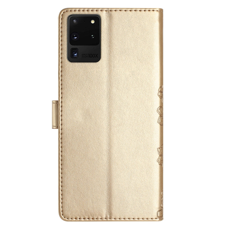 For Samsung Galaxy S20 Ultra Cherry Blossom Butterfly Skin Feel Embossed PU Phone Case