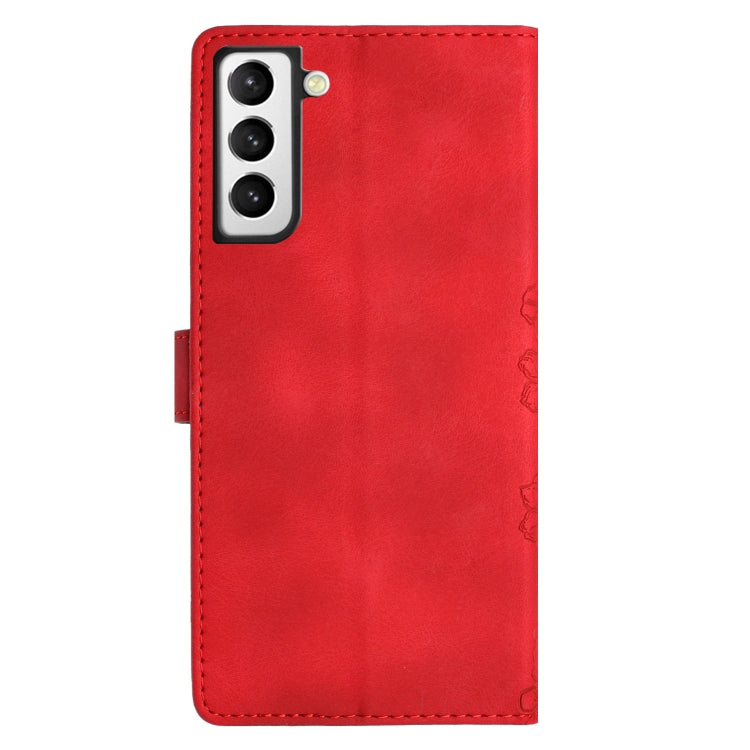 For Samsung Galaxy S22+ 5G Cherry Blossom Butterfly Skin Feel Embossed PU Phone Case
