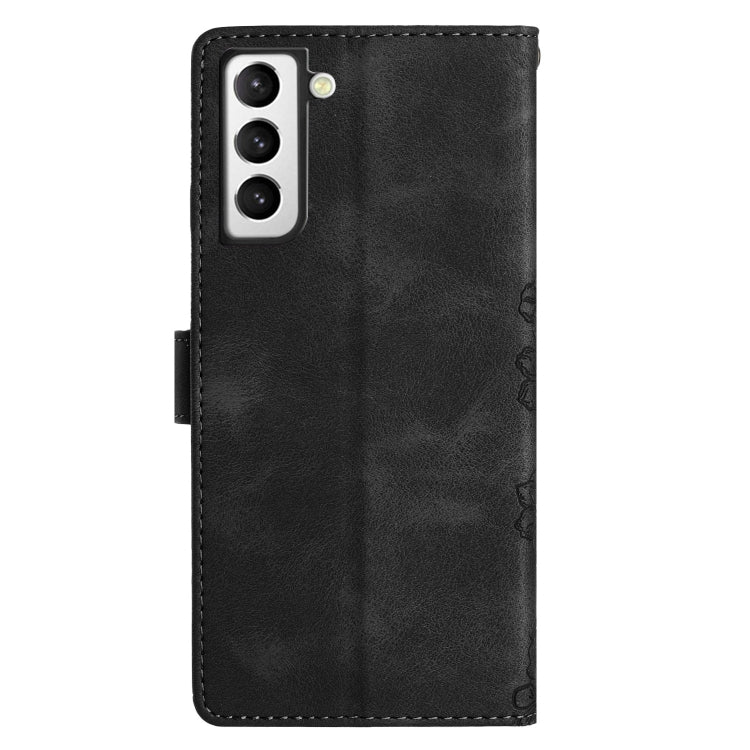 For Samsung Galaxy S22+ 5G Cherry Blossom Butterfly Skin Feel Embossed PU Phone Case