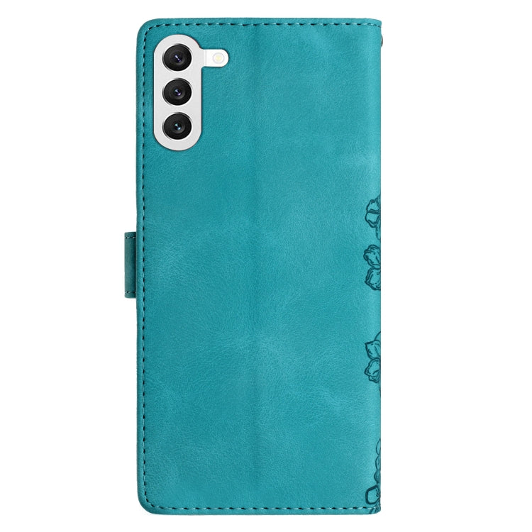 For Samsung Galaxy S23 5G Cherry Blossom Butterfly Skin Feel Embossed PU Phone Case